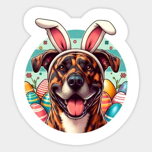 Treeing Tennessee Brindle Enjoys Easter with Bunny Ears Sticker